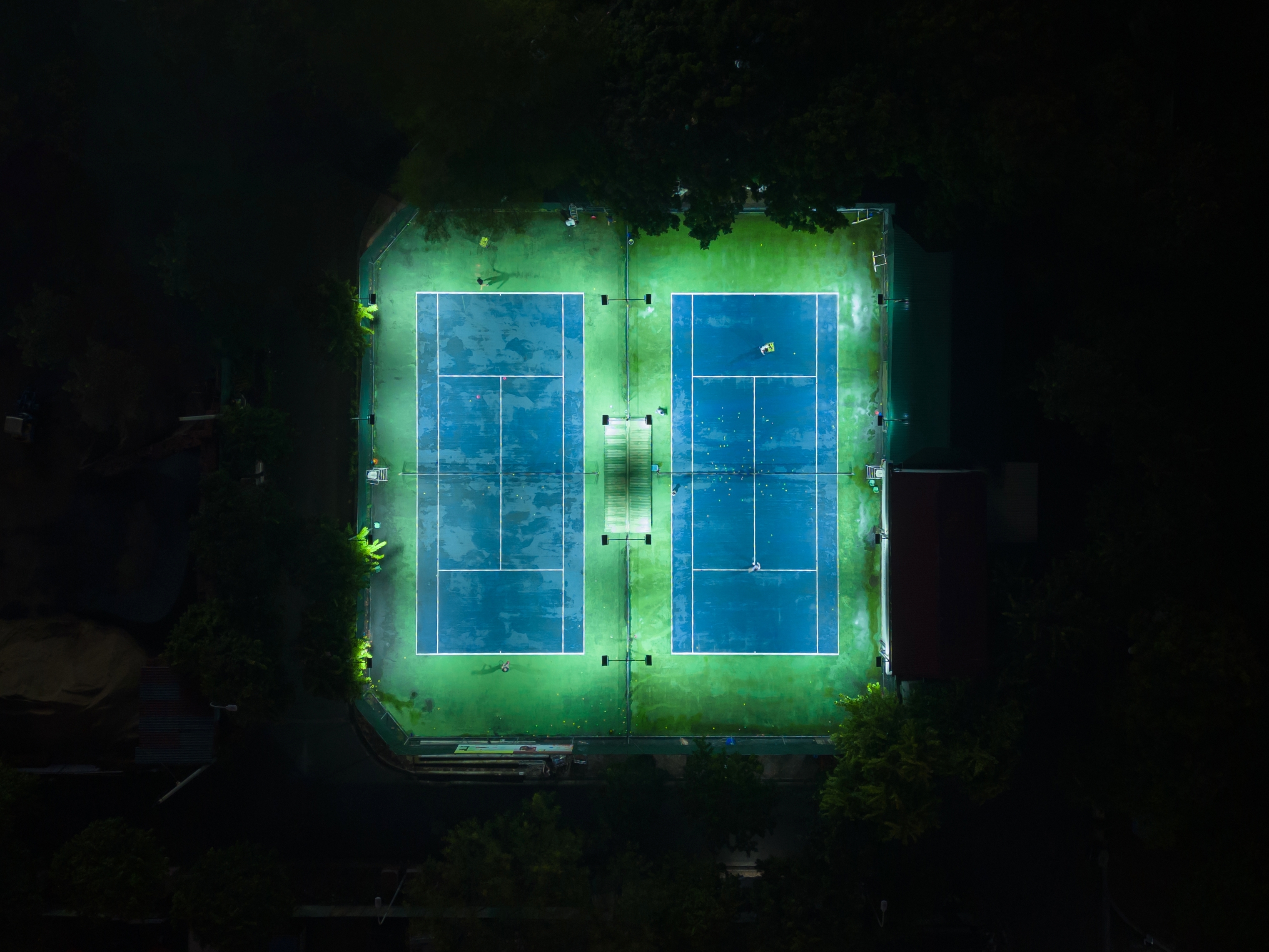 Aerial,Top,View,Of,Tennis,Court,At,Night,With,Net, Aerial,Top,View,Of,Tennis,Court,At,Night,With,Net,
